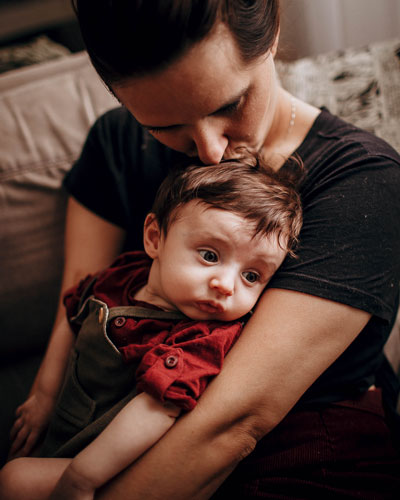 Mother holding child